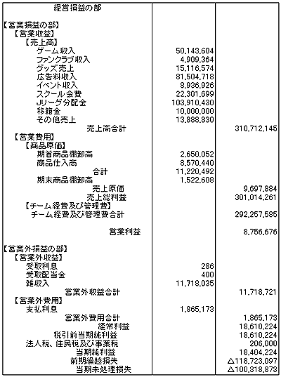 損益計算書(縮小版)
